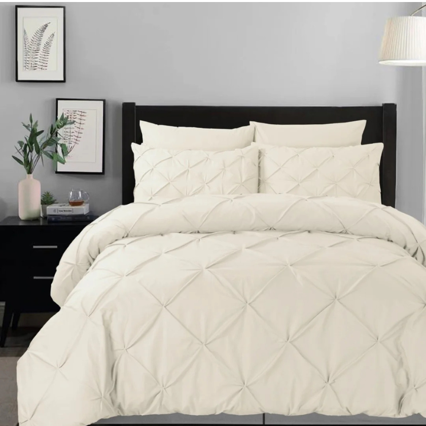 Mayfair Cream – Luxury Pintuck Duvet Cover with Fitted Sheet