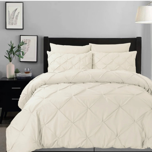Mayfair Cream – Luxury Pintuck Duvet Cover with Fitted Sheet