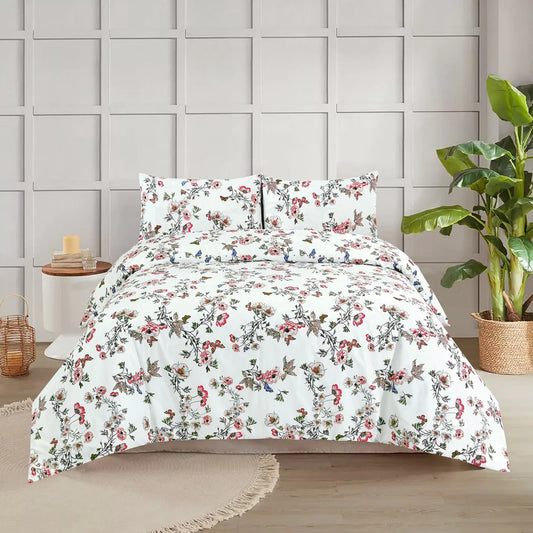 Spring Song – Bird & Blossom Duvet Cover with Fitted Sheet