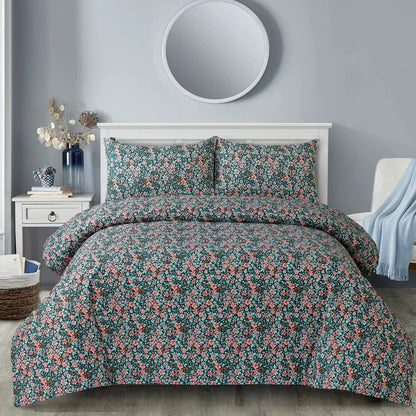 Midnight Bloom – Floral Duvet Cover with Fitted Sheet