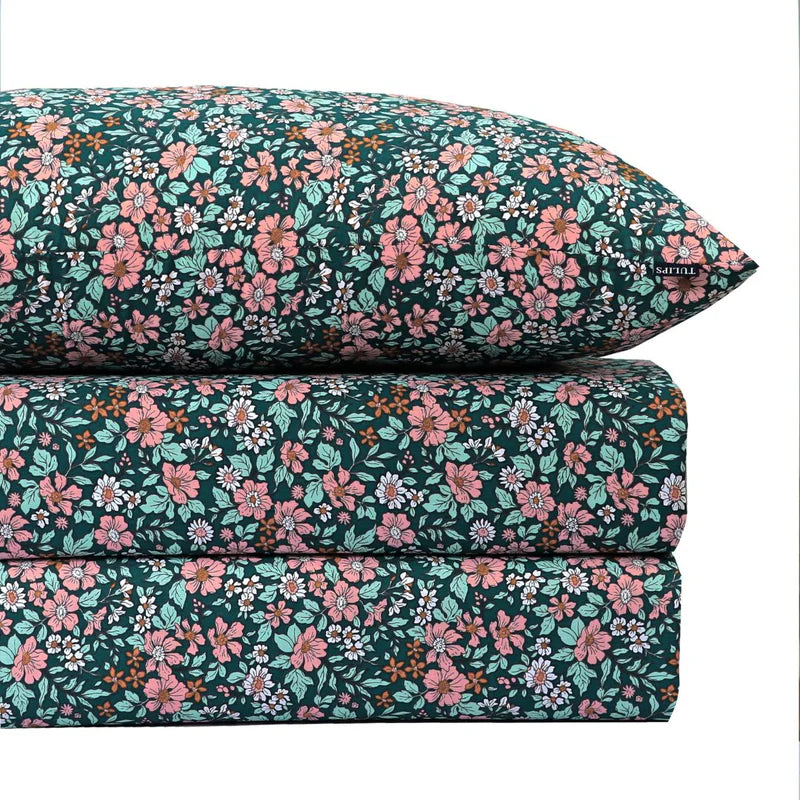 Midnight Bloom – Floral Duvet Cover with Fitted Sheet
