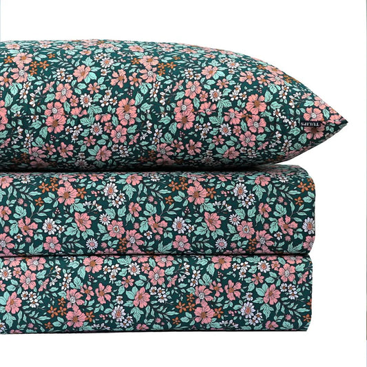Midnight Bloom – Floral Duvet Cover with Fitted Sheet